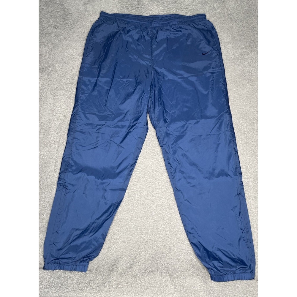 Vintage 90s Nike Track Pants Men 2XL Navy Blue Ankle Zip Nylon Parachute Lining